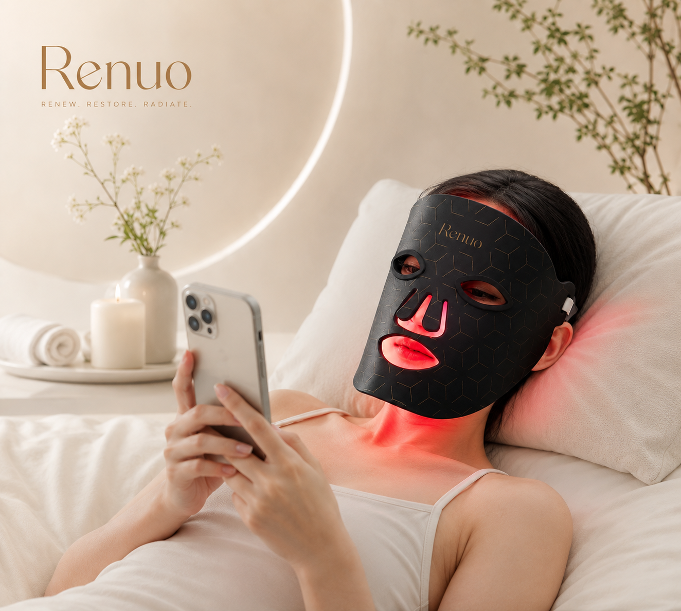 Renuo Pro Red Light Therapy Mask — LED light panel detail